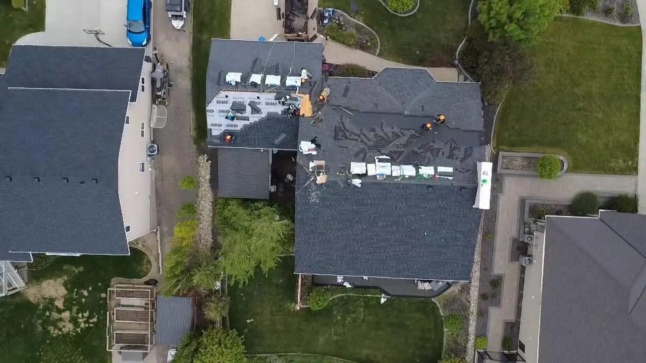 Aerial view of a Makan Roofing project in Regina